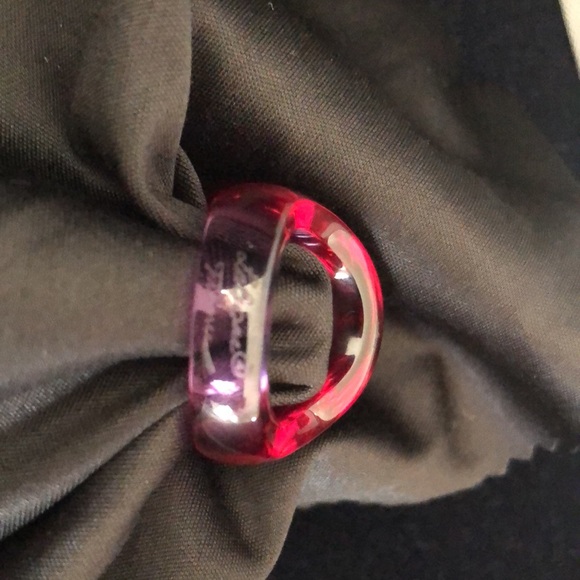 Lalique Crystal Caboshon ring (fuschia) - Picture 5 of 5